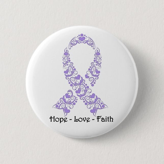 Hope Lavender Awareness Ribbon Knapp (Framsida)