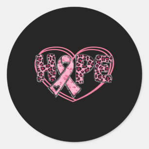 Hope Leopard Breast Cancer Awareness Heart Rosa Ri Runt Klistermärke