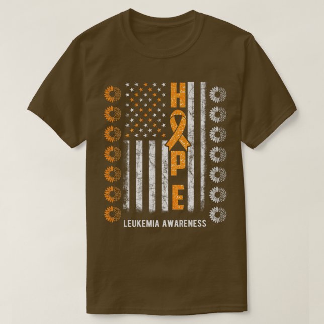 Hope Leukemia Awareness American Flag Sunflower Pr T Shirt (Design framsida)