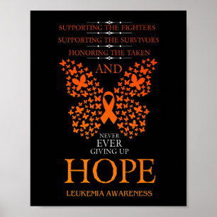 Hope Leukemia Awareness Orange Ribbon Poster
