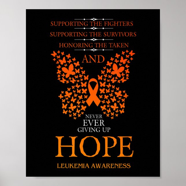 Hope Leukemia Awareness Orange Ribbon Poster (Framsidan)