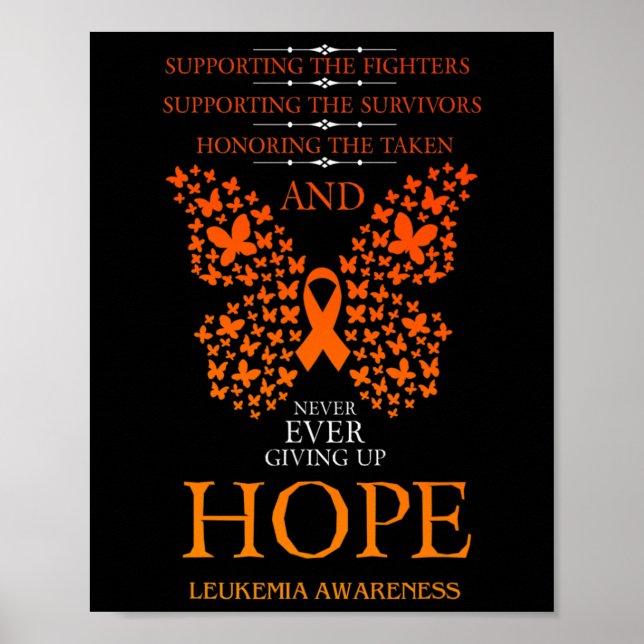 Hope Leukemia Awareness Orange Ribbon Poster (Framsidan)