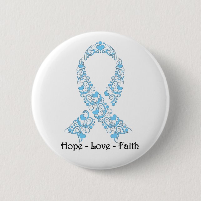 Hope Light Blue Awareness Ribbon Knapp (Framsida)