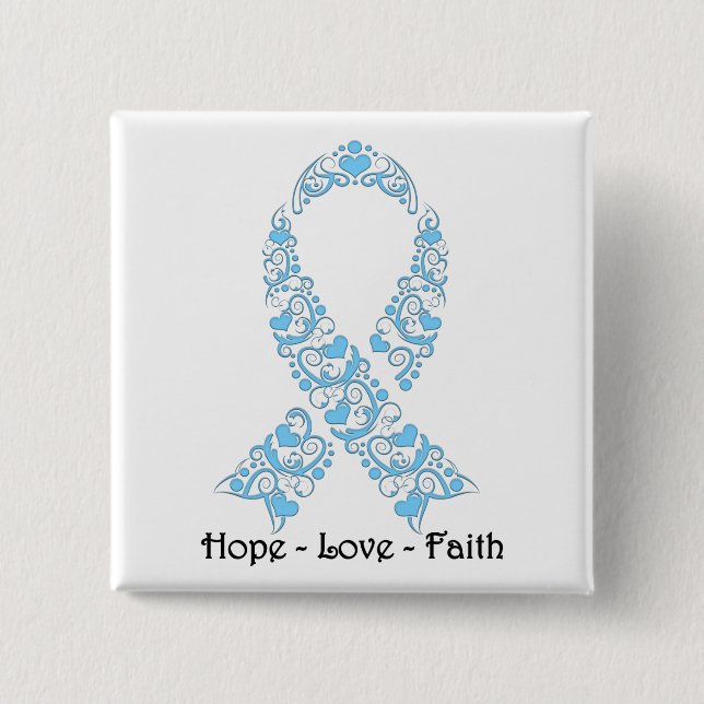 Hope Light Blue Awareness Ribbon Knapp (Framsida)