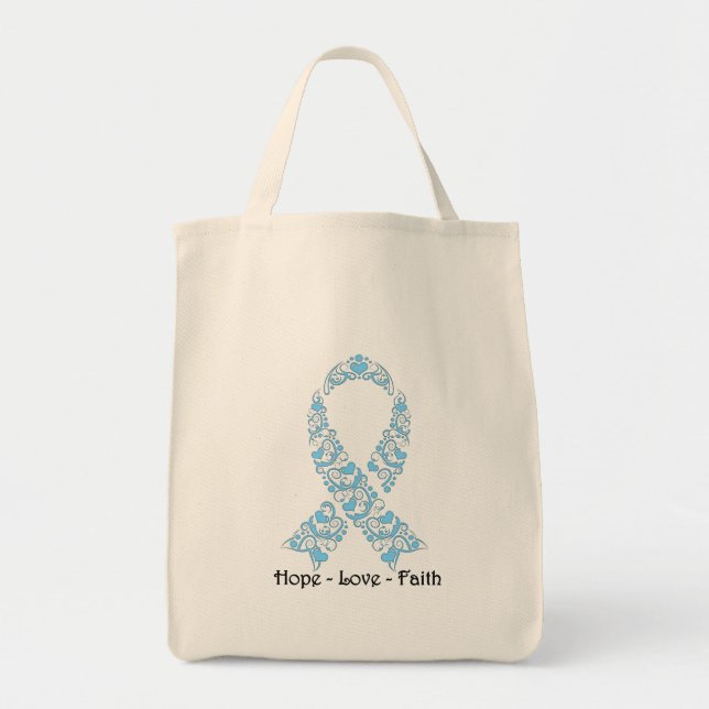 Hope Light Blue Awareness Ribbon Tygkasse (Framsidan)