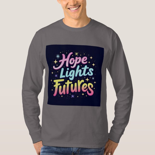 Hope Lights Futures - Futuristisk & Vibrerande Ärm T Shirt (Framsida)