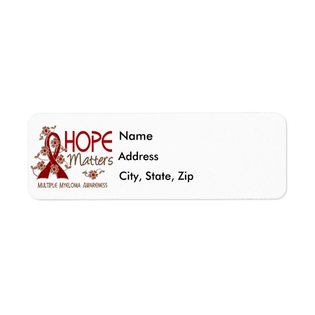 Hope Matchar 3 Många Myeloma Returadress Etikett (Framsidan)