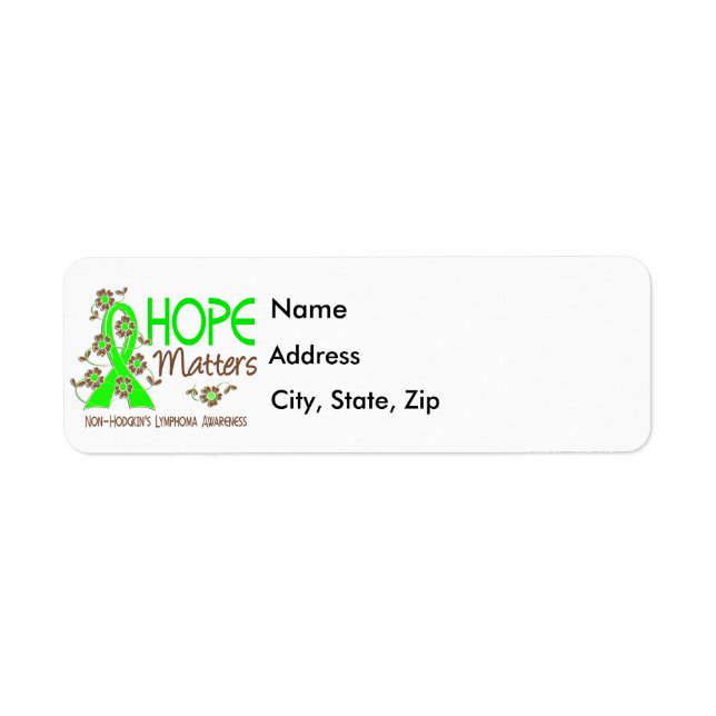 Hope Matters 3 Non-Hodgkins lymphoma Returadress Etikett (Framsidan)