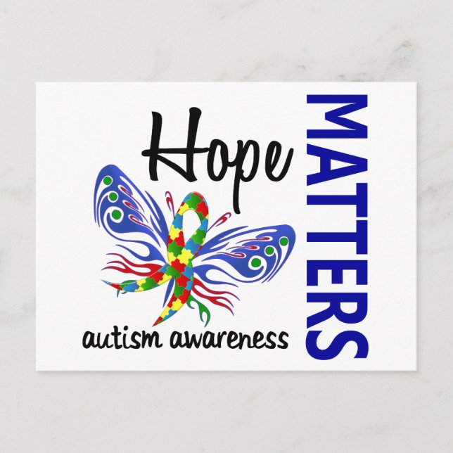 Hope Matters Butterfly Autism Vykort (Framsida)