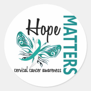 Hope Matters Butterfly Cervical Cancer Runt Klistermärke