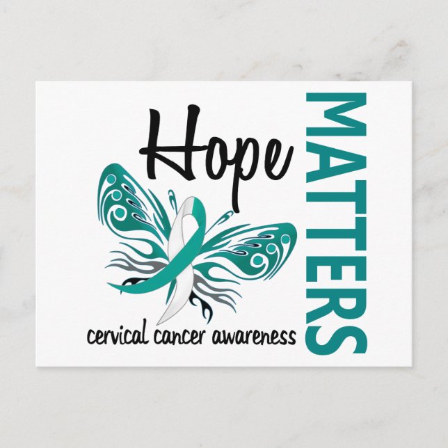 Hope Matters Butterfly Cervical Cancer Vykort (Framsida)
