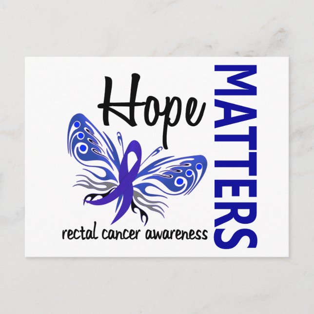 Hope Matters Butterfly Rectal Cancer Vykort (Framsida)
