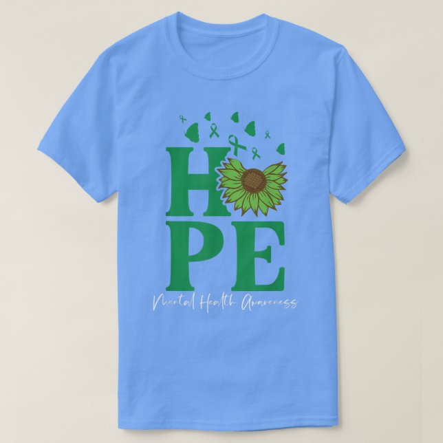 Hope Mental Health Awareness Month Grönt Ribbon 17 T Shirt (Design framsida)