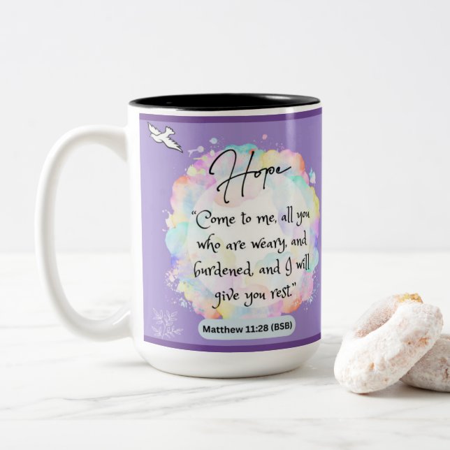 Hope Message - Matthew 11-28 - Two Tone Mugg (Med munk)