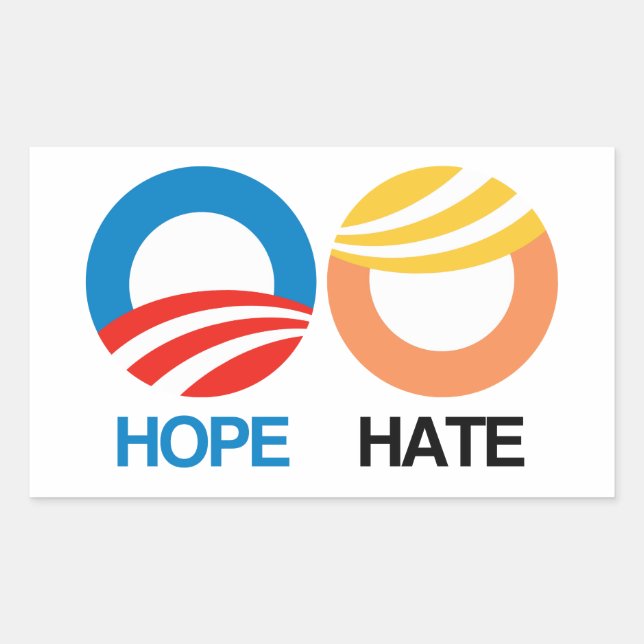 HOPE (Obama) HATE (Trump) Rektangulärt Klistermärke (Framsida)