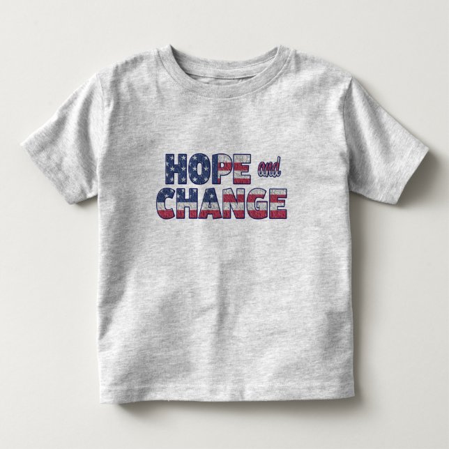 HOPE och CHANGE 4:e juli Rött vitt och blått T Shirt (Framsida)