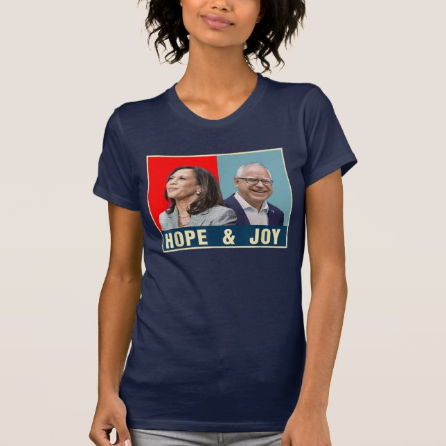 Hope och Joy Kamala Harris Tim Walz 2024 T Shirt (Framsida)