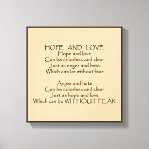 Hope och Kärlek Dikt Wrapped Canvas