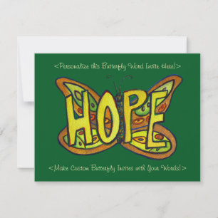 Hope Ord Art Butterfly Vingar Anpassningsbar Inves Inbjudningar