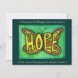 Hope Ord Grönt Butterfly Anpassningsbar Art-inbjud Inbjudningar