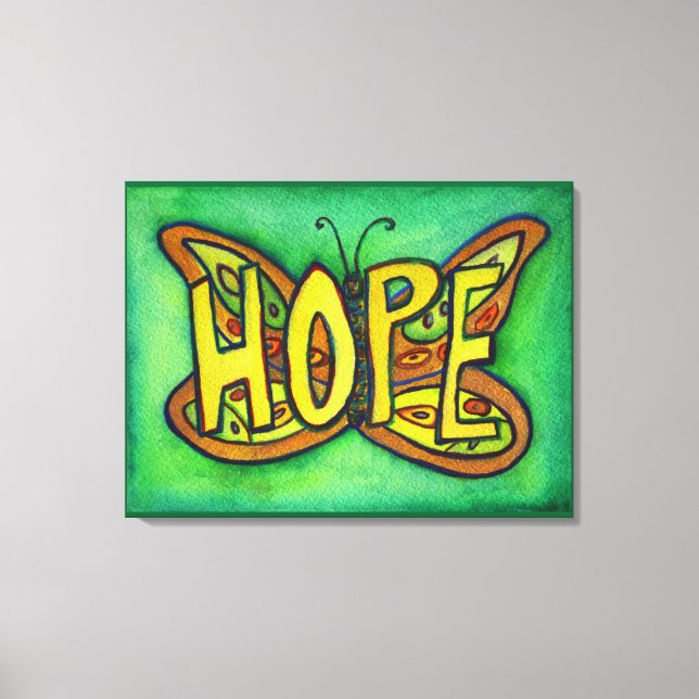 Hope Ord Grönt Butterfly Painting Canvas Artwork (Framsida)