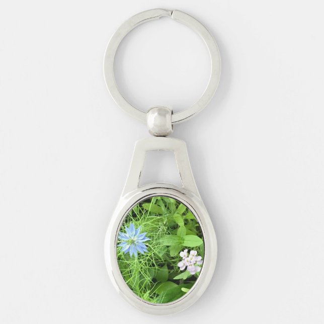 Hope Oval Ovalt Silverfärgad Nyckelring (Framsidan)