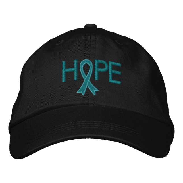 HOPE - Ovarian Cancer Teal Ribbon Broderad Keps (Framsida)
