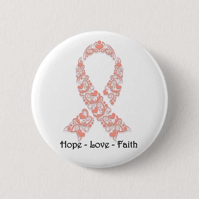 Hope Peach Awareness Ribbon Knapp (Framsida)