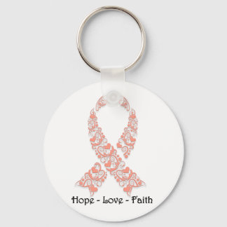 Hope Peach Awareness Ribbon Nyckelring