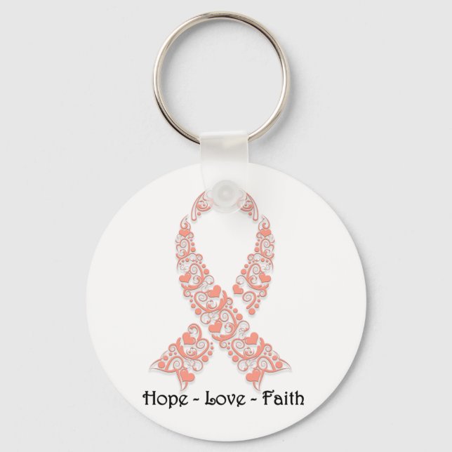 Hope Peach Awareness Ribbon Nyckelring (Framsida)