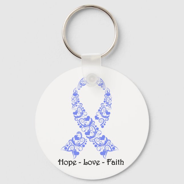 Hope Periwinkle Awareness Ribbon Nyckelring (Framsida)