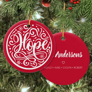 Hope Personlig Family Jul-Helgdag Red Julgransprydnad Keramik