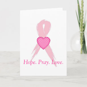 Hope.Pray. Kärlek. Breast Cancer Greeting Cards Kort