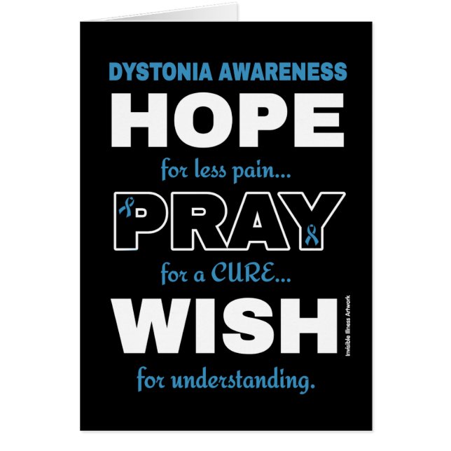 Hope Pray Wish.. Dystonia Hälsningskort (Framsidan)