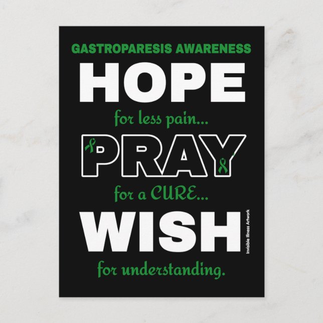 Hope Pray Wish...Gastroparesis Postcard Vykort (Framsida)