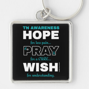 Hope Pray Wish...TN Keychain Fyrkantig Silverfärgad Nyckelring