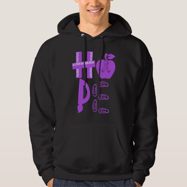 Hope Prematurity Awareness Purple Ribbon Teacher Hoodie (Framsida)