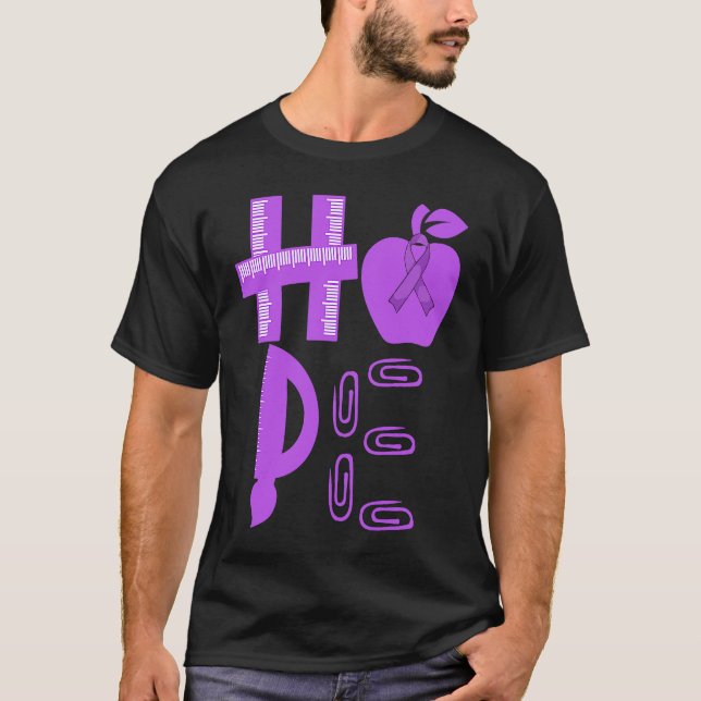 Hope Prematurity Awareness Purple Ribbon Teacher T Shirt (Framsida)