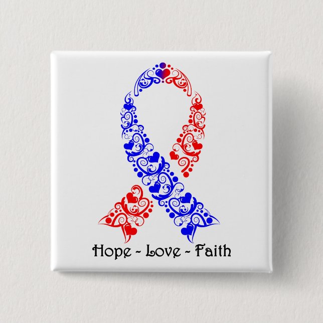 Hope Red and Blue Awareness Ribbon Knapp (Framsida)