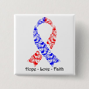 Hope Red and Blue Awareness Ribbon Knapp