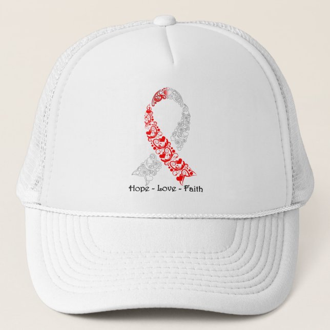 Hope Red and White Awareness Ribbon Keps (Framsida)