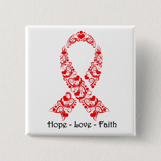 Hope Red Awareness Ribbon Knapp (Framsida)