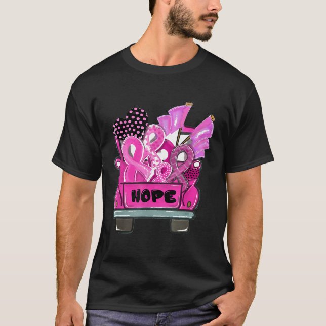Hope Ribbon Lastbil Breast Cancer Awareness GI- T- T Shirt (Framsida)