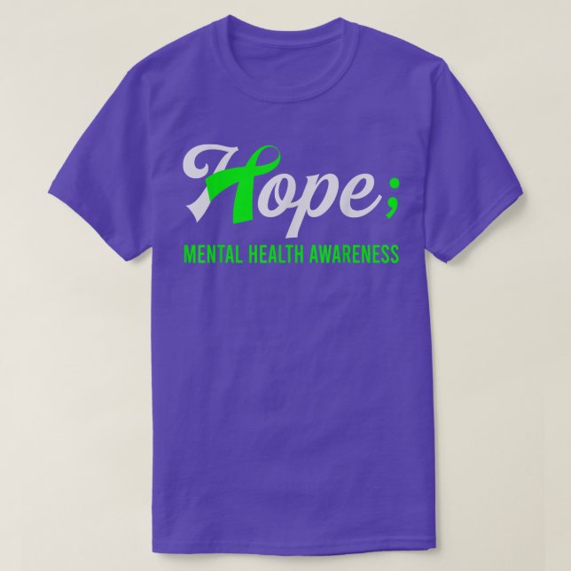 Hope Ribbon Semicolon Mental Health Awareness 1708 T Shirt (Design framsida)