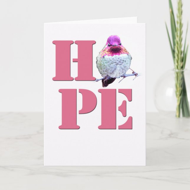 HOPE Rosa Anna Hummingbird Foto Greeting Card Tack Kort (Framsida)