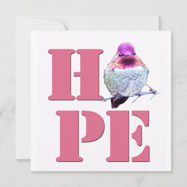 HOPE Rosa Anna Hummingbird Photo Square Card Tack Kort (Framsida)