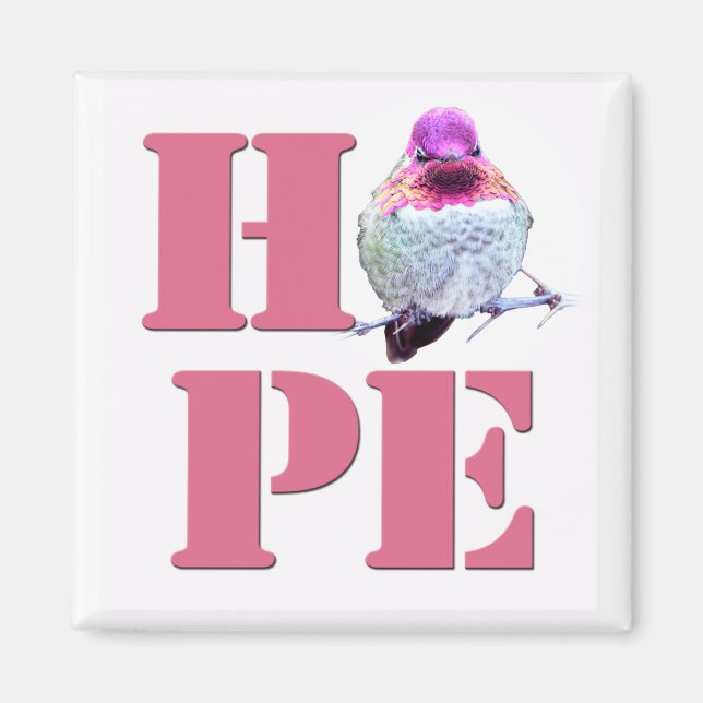 HOPE Rosa Anna's Hummingbird Photo Magnet (Framsidan)