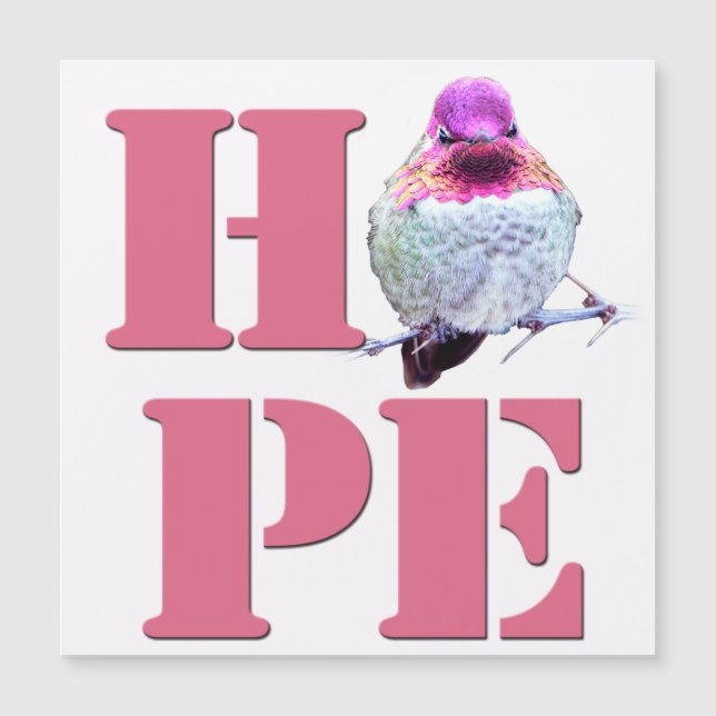 HOPE Rosa Anna's Hummingbird Photo Magnetic (Framsida)