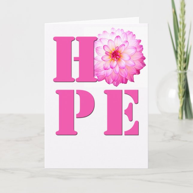 HOPE Rosa Dahlia Flower Photo Greeting Card Tack Kort (Framsida)