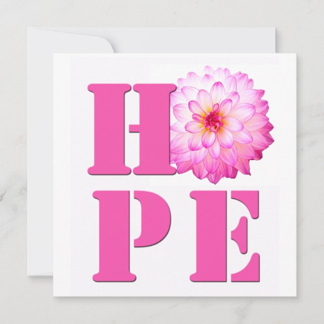 HOPE Rosa Dahlia Flower Photo Square Card Tack Kort (Framsida)